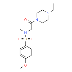 ChemSpider 2D Image | N-[2-(4-Ethyl-1-piperazinyl)-2-oxoethyl]-4-methoxy-N-methylbenzenesulfonamide | C16H25N3O4S