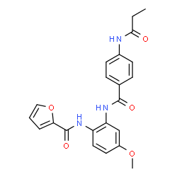 ChemSpider 2D Image | N-(4-Methoxy-2-{[4-(propionylamino)benzoyl]amino}phenyl)-2-furamide | C22H21N3O5
