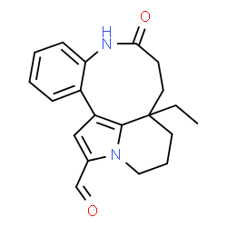 ChemSpider 2D Image | 3a-Ethyl-6-oxo-1,2,3,3a,4,5,6,7-octahydroindolizino[8,1-ef][1]benzazonine-13-carbaldehyde | C20H22N2O2