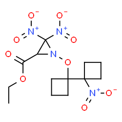 ChemSpider 2D Image | Ethyl 3,3-dinitro-1-{[1'-nitro-1,1'-bi(cyclobutyl)-1-yl]oxy}-2-aziridinecarboxylate | C13H18N4O9