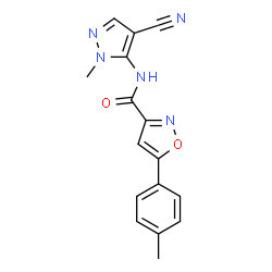 ChemSpider 2D Image | N-(4-cyano-2-methyl-3-pyrazolyl)-5-(4-methylphenyl)-3-isoxazolecarboxamide | C16H13N5O2