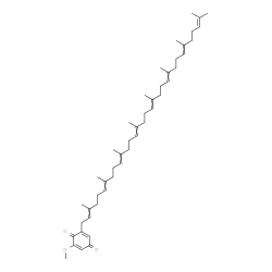 ChemSpider 2D Image | 2-Methoxy-6-(3,7,11,15,19,23,27,31-octamethyl-2,6,10,14,18,22,26,30-dotriacontaoctaen-1-yl)-1,4-benzoquinone | C47H70O3