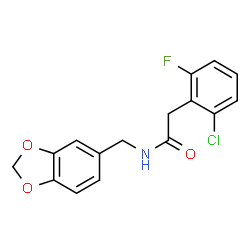 ChemSpider 2D Image | N-(1,3-Benzodioxol-5-ylmethyl)-2-(2-chloro-6-fluorophenyl)acetamide | C16H13ClFNO3
