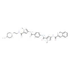 ChemSpider 2D Image | N-[5-({4-[(5-{[2-(4-Hydroxy-1-piperidinyl)ethyl]carbamoyl}-1-methyl-1H-pyrrol-3-yl)carbamoyl]phenyl}carbamoyl)-1-methyl-1H-pyrrol-3-yl]-3-isoquinolinecarboxamide | C36H38N8O5