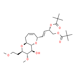 ChemSpider 2D Image | (1E,3S)-1-[(2R,3S,4S,4aR,6R,9aS)-4-Hydroxy-3-methoxy-2-(2-methoxyethyl)-3,4,4a,6,9,9a-hexahydro-2H-pyrano[3,2-b]oxepin-6-yl]-1-butene-3,4-diyl bis(2,2-dimethylpropanoate) | C27H44O9