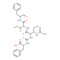 ChemSpider 2D Image | N-{[1-(2-Amino-3,4,5,6-tetrahydro-4-pyrimidinyl)-2-({3-methyl-1-oxo-1-[(1-oxo-3-phenyl-2-propanyl)amino]-2-pentanyl}amino)-2-oxoethyl]carbamoyl}phenylalanine | C31H41N7O6