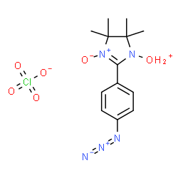 ChemSpider 2D Image | [2-(4-Azidophenyl)-4,4,5,5-tetramethyl-3-oxido-4,5-dihydro-1H-imidazol-1-yl]oxonium perchlorate | C13H18ClN5O6