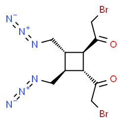 ChemSpider 2D Image | 1,1'-[(1R,2R,3S,4S)-3,4-Bis(azidomethyl)-1,2-cyclobutanediyl]bis(2-bromoethanone) | C10H12Br2N6O2