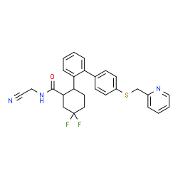 ChemSpider 2D Image | N-(Cyanomethyl)-5,5-difluoro-2-{4'-[(2-pyridinylmethyl)sulfanyl]-2-biphenylyl}cyclohexanecarboxamide | C27H25F2N3OS