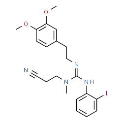 ChemSpider 2D Image | 1-(2-Cyanoethyl)-2-[2-(3,4-dimethoxyphenyl)ethyl]-3-(2-iodophenyl)-1-methylguanidine | C21H25IN4O2