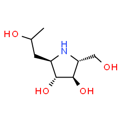 ChemSpider 2D Image | (2R,3R,4R,5R)-2-(Hydroxymethyl)-5-(2-hydroxypropyl)-3,4-pyrrolidinediol | C8H17NO4