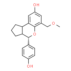 ChemSpider 2D Image | (4S)-4-(4-Hydroxyphenyl)-6-(methoxymethyl)-1,2,3,3a,4,9b-hexahydrocyclopenta[c]chromen-8-ol | C20H22O4
