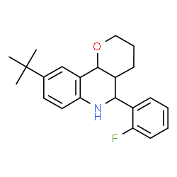 ChemSpider 2D Image | 5-(2-Fluorophenyl)-9-(2-methyl-2-propanyl)-3,4,4a,5,6,10b-hexahydro-2H-pyrano[3,2-c]quinoline | C22H26FNO