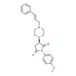 ChemSpider 2D Image | (3R)-1-(4-Methoxyphenyl)-3-{4-[(2E)-3-phenyl-2-propen-1-yl]-1-piperazinyl}-2,5-pyrrolidinedione | C24H27N3O3