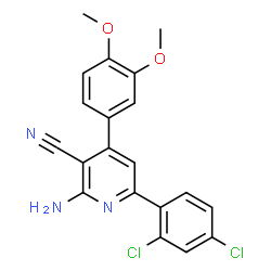 ChemSpider 2D Image | 2-Amino-6-(2,4-dichlorophenyl)-4-(3,4-dimethoxyphenyl)nicotinonitrile | C20H15Cl2N3O2