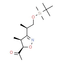 ChemSpider 2D Image | 1-{(4S,5R)-3-[(2R)-1-{[Dimethyl(2-methyl-2-propanyl)silyl]oxy}-2-propanyl]-4-methyl-4,5-dihydro-1,2-oxazol-5-yl}ethanone | C15H29NO3Si
