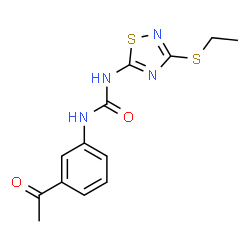 ChemSpider 2D Image | 1-(3-Acetylphenyl)-3-[3-(ethylsulfanyl)-1,2,4-thiadiazol-5-yl]urea | C13H14N4O2S2