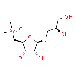 ChemSpider 2D Image | (2R)-2,3-Dihydroxypropyl 5-deoxy-5-(dimethylarsinyl)-Î²-D-ribofuranoside | C10H21AsO7