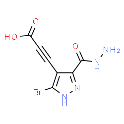 ChemSpider 2D Image | 3-[5-Bromo-3-(hydrazinocarbonyl)-1H-pyrazol-4-yl]-2-propynoic acid | C7H5BrN4O3