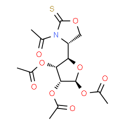 ChemSpider 2D Image | (2S,3R,4R,5R)-5-[(4R)-3-Acetyl-2-thioxo-1,3-oxazolidin-4-yl]tetrahydrofuran-2,3,4-triyl triacetate | C15H19NO9S