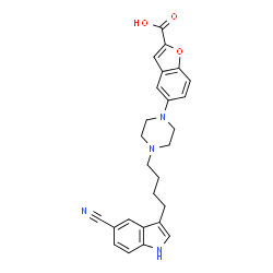 ChemSpider 2D Image | 5-(4-(4-(5-Cyano-1H-indol-3-yl)butyl)piperazin-1-yl)benzofuran-2-carboxylic acid | C26H26N4O3