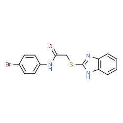 ChemSpider 2D Image | 2-(1H-Benzimidazol-2-ylsulfanyl)-N-(4-bromophenyl)acetamide | C15H12BrN3OS