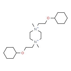 ChemSpider 2D Image | 1,4-Bis[2-(cyclohexyloxy)ethyl]-1,4-dimethylpiperazinediium | C22H44N2O2