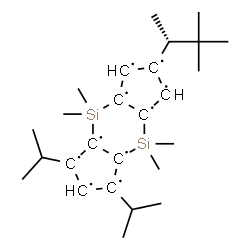 ChemSpider 2D Image | 6-[(2S)-3,3-Dimethyl-2-butanyl]-1,3-diisopropyl-4,4,8,8-tetramethyltetrahydrodicyclopenta[b,e][1,4]disiline-1,2,3,3a,4a,5,6,7,7a,8a(1H,4H,5H,8H)-decayl | C26H42Si2