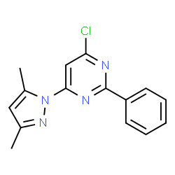 ChemSpider 2D Image | 4-Chloro-6-(3,5-dimethyl-1H-pyrazol-1-yl)-2-phenylpyrimidine | C15H13ClN4