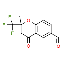 ChemSpider 2D Image | 2-Methyl-4-oxo-2-(trifluoromethyl)-6-chromanecarbaldehyde | C12H9F3O3