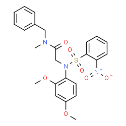 ChemSpider 2D Image | N-Benzyl-N~2~-(2,4-dimethoxyphenyl)-N-methyl-N~2~-[(2-nitrophenyl)sulfonyl]glycinamide | C24H25N3O7S