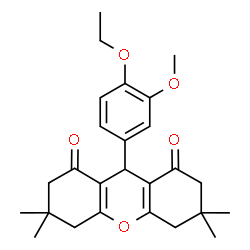 ChemSpider 2D Image | 9-(4-Ethoxy-3-methoxyphenyl)-3,3,6,6-tetramethyl-3,4,5,6,7,9-hexahydro-1H-xanthene-1,8(2H)-dione | C26H32O5