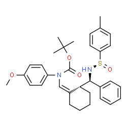 ChemSpider 2D Image | 2-Methyl-2-propanyl (4-methoxyphenyl)[(Z)-{(2R)-2-[(R)-{[(S)-(4-methylphenyl)sulfinyl]amino}(phenyl)methyl]cyclohexylidene}methyl]carbamate | C33H40N2O4S