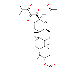 ChemSpider 2D Image | (2S,4aR,4bR,6aS,8S,10aR,10bR,12aR)-8-(Acetoxymethyl)-1,1,4a,10a,10b-pentamethyl-8-(4-methyl-2,3-dioxopentanoyl)-7-oxooctadecahydro-2-chrysenyl acetate | C34H50O8