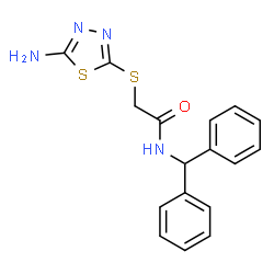 ChemSpider 2D Image | 2-[(5-Amino-1,3,4-thiadiazol-2-yl)sulfanyl]-N-(diphenylmethyl)acetamide | C17H16N4OS2