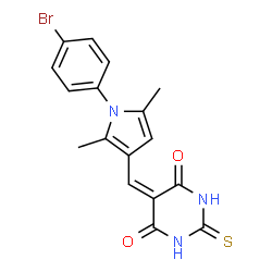 ChemSpider 2D Image | 5-{[1-(4-Bromophenyl)-2,5-dimethyl-1H-pyrrol-3-yl]methylene}-2-thioxodihydro-4,6(1H,5H)-pyrimidinedione | C17H14BrN3O2S