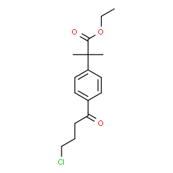 ChemSpider 2D Image | Ethyl 2-[4-(4-chlorobutanoyl)phenyl]-2-methylpropanoate | C16H21ClO3