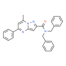 ChemSpider 2D Image | N,N-Dibenzyl-7-methyl-5-phenylpyrazolo[1,5-a]pyrimidine-2-carboxamide | C28H24N4O