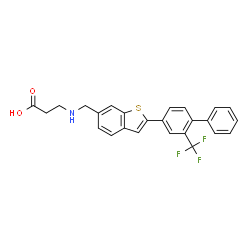 ChemSpider 2D Image | N-({2-[2-(Trifluoromethyl)-4-biphenylyl]-1-benzothiophen-6-yl}methyl)-beta-alanine | C25H20F3NO2S