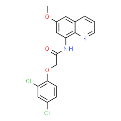 ChemSpider 2D Image | 2-(2,4-Dichlorophenoxy)-N-(6-methoxy-8-quinolinyl)acetamide | C18H14Cl2N2O3