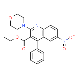 ChemSpider 2D Image | Ethyl 2-(4-morpholinyl)-6-nitro-4-phenyl-3-quinolinecarboxylate | C22H21N3O5