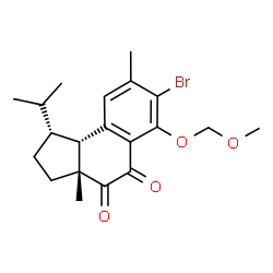 ChemSpider 2D Image | (1R,3aR,9bR)-7-Bromo-1-isopropyl-6-(methoxymethoxy)-3a,8-dimethyl-2,3,3a,9b-tetrahydro-1H-cyclopenta[a]naphthalene-4,5-dione | C20H25BrO4