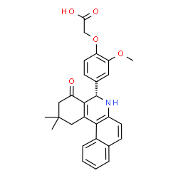 ChemSpider 2D Image | {4-[(5S)-2,2-Dimethyl-4-oxo-1,2,3,4,5,6-hexahydrobenzo[a]phenanthridin-5-yl]-2-methoxyphenoxy}acetic acid | C28H27NO5