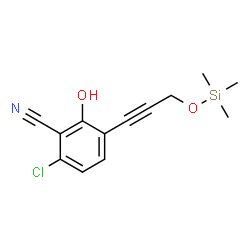ChemSpider 2D Image | 6-Chloro-2-hydroxy-3-{3-[(trimethylsilyl)oxy]-1-propyn-1-yl}benzonitrile | C13H14ClNO2Si