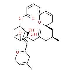 ChemSpider 2D Image | (1R,3S,7S,8S,10R,12S,15Z,18R)-7-Hydroxy-12-{(1S,2E)-1-hydroxy-3-[(2S)-4-methyl-3,6-dihydro-2H-pyran-2-yl]-2-propen-1-yl}-3-methyl-5-methylene-9,13,22-trioxatricyclo[16.3.1.0~8,10~]docosa-15,19-dien-14
-one | C30H42O7