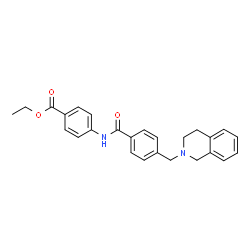 ChemSpider 2D Image | Ethyl 4-{[4-(3,4-dihydro-2(1H)-isoquinolinylmethyl)benzoyl]amino}benzoate | C26H26N2O3