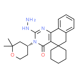 ChemSpider 2D Image | 3-[(4R)-2,2-Dimethyltetrahydro-2H-pyran-4-yl]-2-hydrazino-3H-spiro[benzo[h]quinazoline-5,1'-cyclohexan]-4(6H)-one | C24H32N4O2