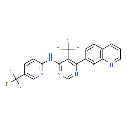 ChemSpider 2D Image | 6-(7-Quinolinyl)-5-(trifluoromethyl)-N-[5-(trifluoromethyl)-2-pyridinyl]-4-pyrimidinamine | C20H11F6N5