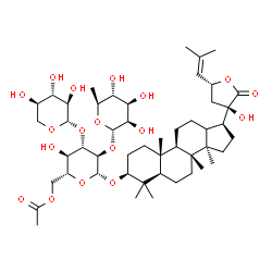 ChemSpider 2D Image | (3beta,13xi,20R,23R)-20-Hydroxy-21-oxo-21,23-epoxydammar-24-en-3-yl 6-deoxy-alpha-L-mannopyranosyl-(1->2)-[beta-D-xylopyranosyl-(1->3)]-6-O-acetyl-beta-D-glucopyranoside | C49H78O18