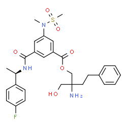 ChemSpider 2D Image | 2-Amino-2-(hydroxymethyl)-4-phenylbutyl 3-{[(1R)-1-(4-fluorophenyl)ethyl]carbamoyl}-5-[methyl(methylsulfonyl)amino]benzoate | C29H34FN3O6S